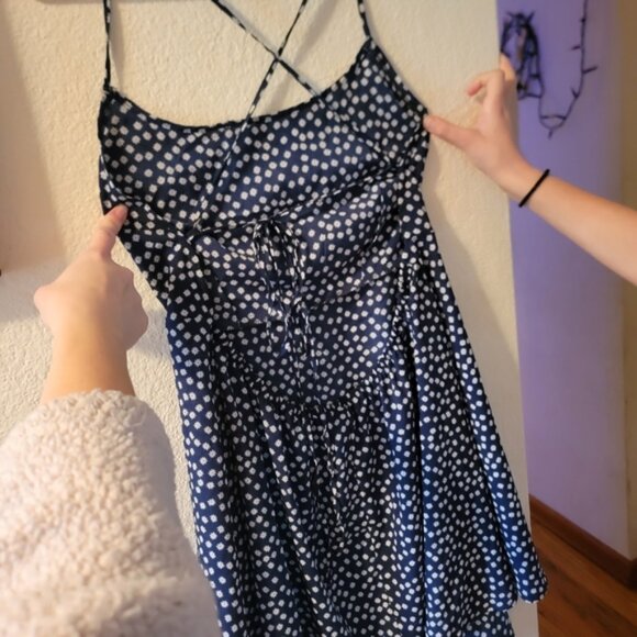 SHEIN Navy and White Spotted Mini Dress - Picture 2 of 2
